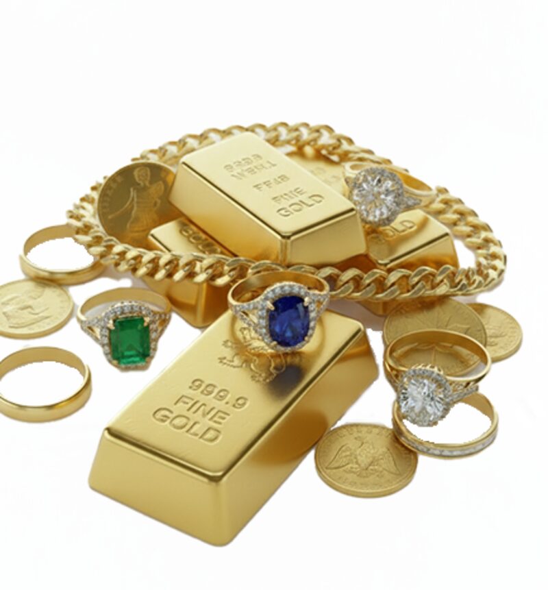 金のインゴットとコイン・宝飾品